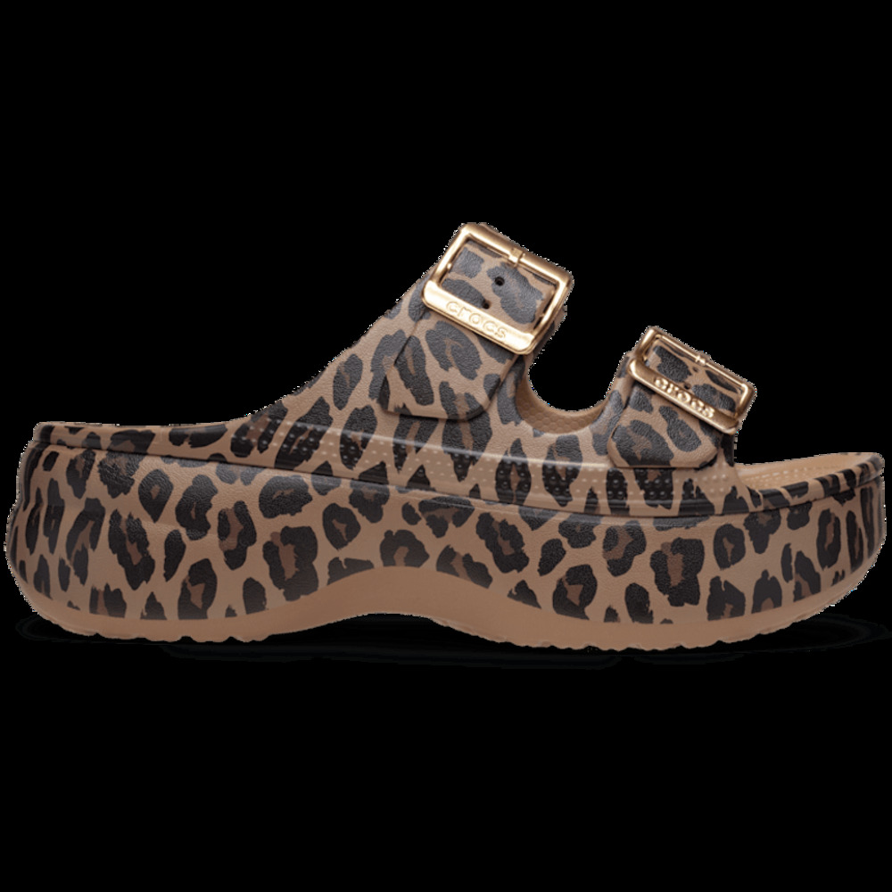 Crocs Saturday Platform Slide Sandal in Sepia/Leopard, Size 7, NWT